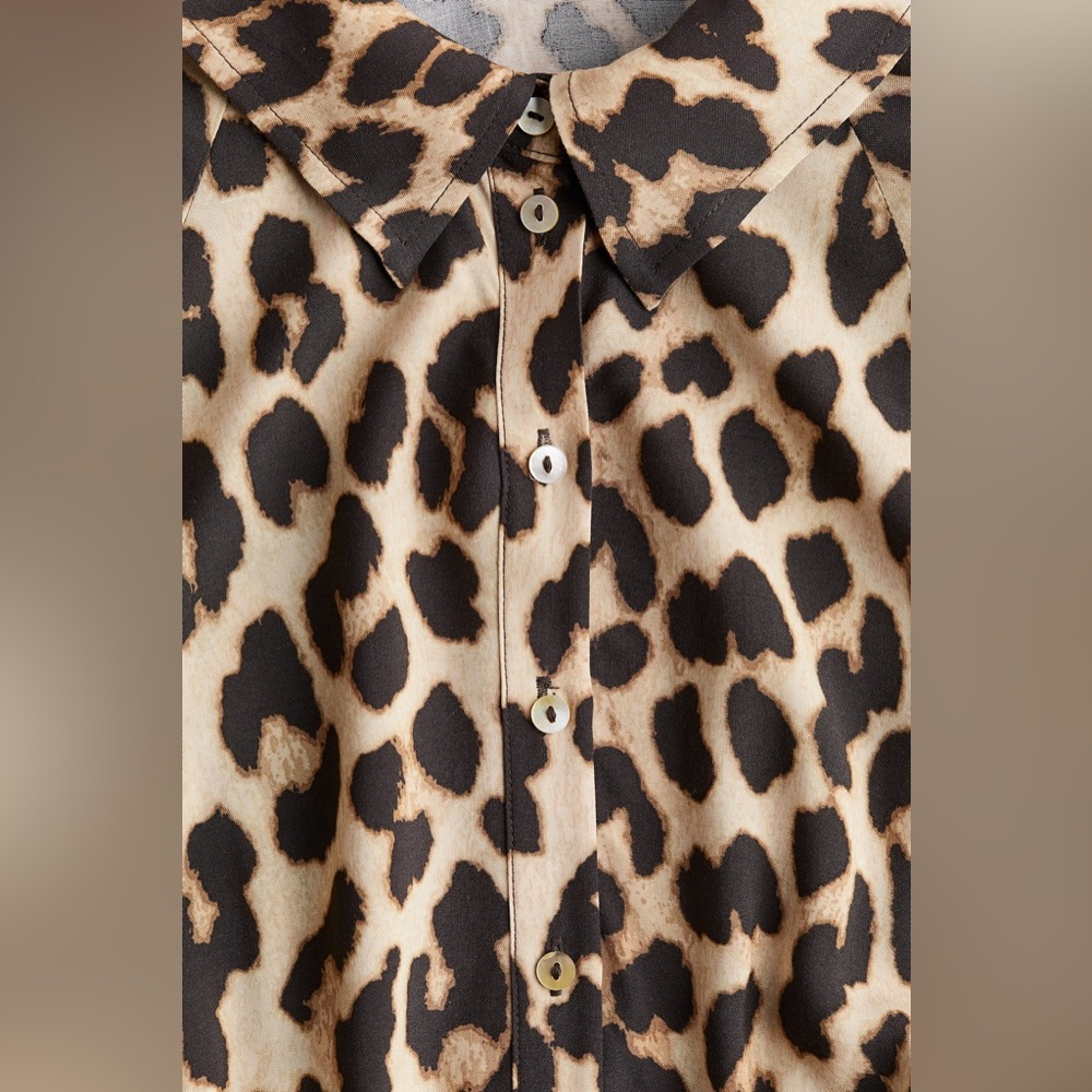 H&M medium leopard 🐆 midi button down collar dress - Picture 6 of 12